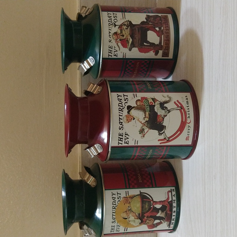 2004 The Saturday Evening Post Christmas Collector's Edition 3x Tin Can